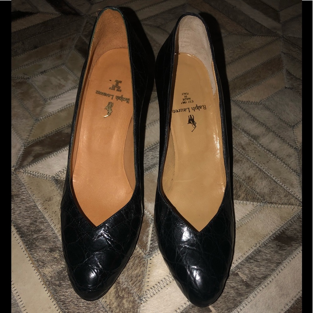 Ralph Lauren black leather heels